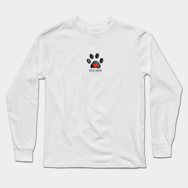 Doodle paw prints with red heart and dog mom text. Happy Mother's day Long Sleeve T-Shirt by GULSENGUNEL